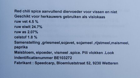  Red chili spice  37 &euro; per 5 kg 