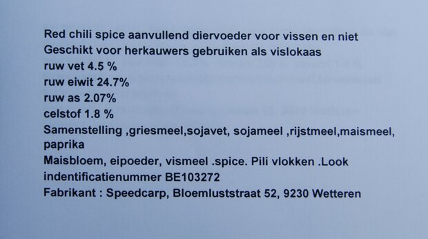  Red chili spice  37 € per 5 kg 